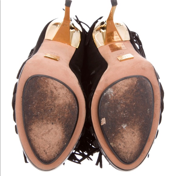 HERVE LEGER BLACK CAGED SANDALS w FRINGE - Picture 5 of 6